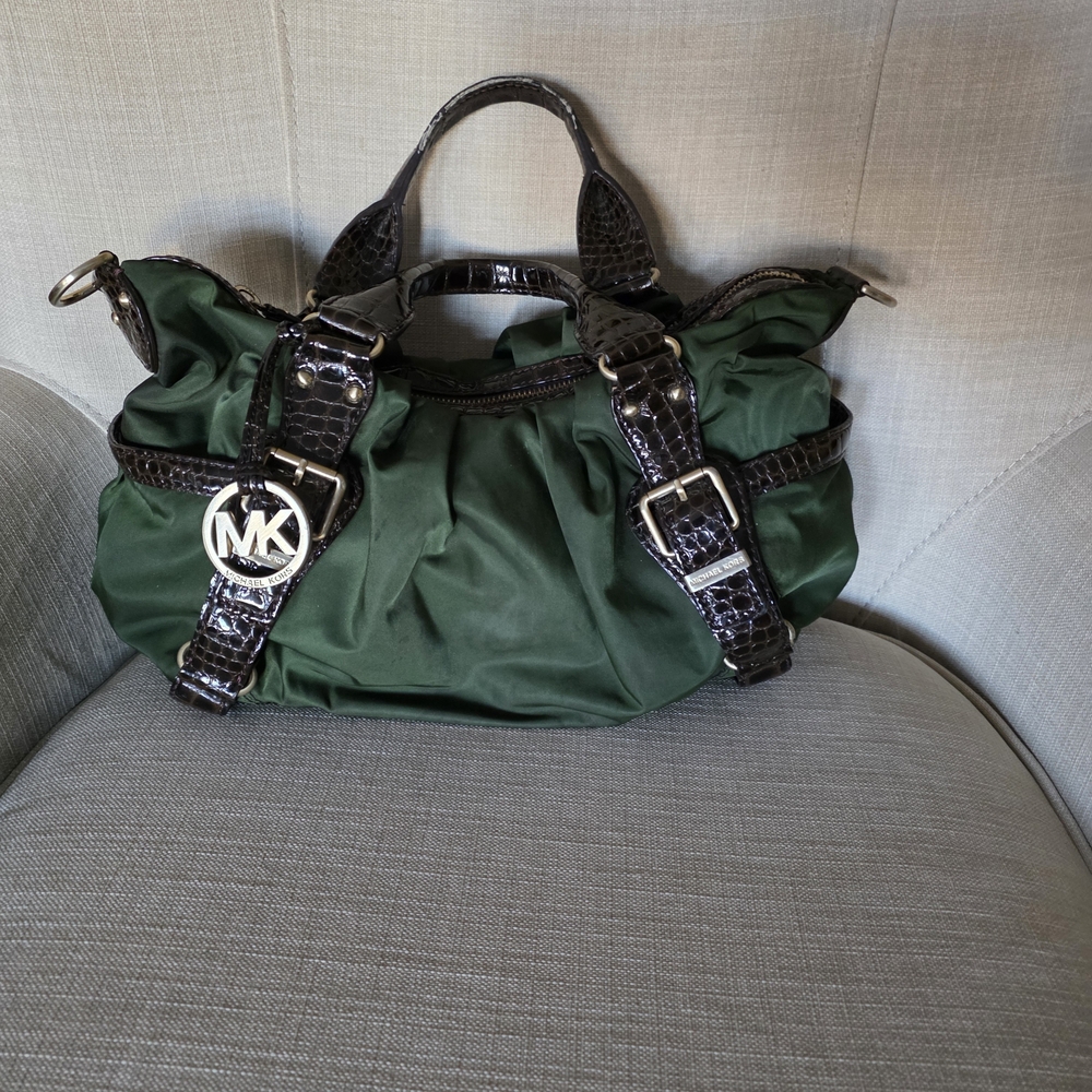 Michael Kors Lattington Hunter  Green Shoulder Bag